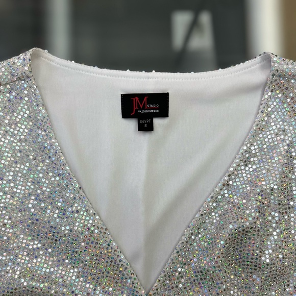 NWT JM Studio White Knit Sequins Maxi Gown - Picture 5 of 7